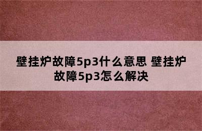 壁挂炉故障5p3什么意思 壁挂炉故障5p3怎么解决